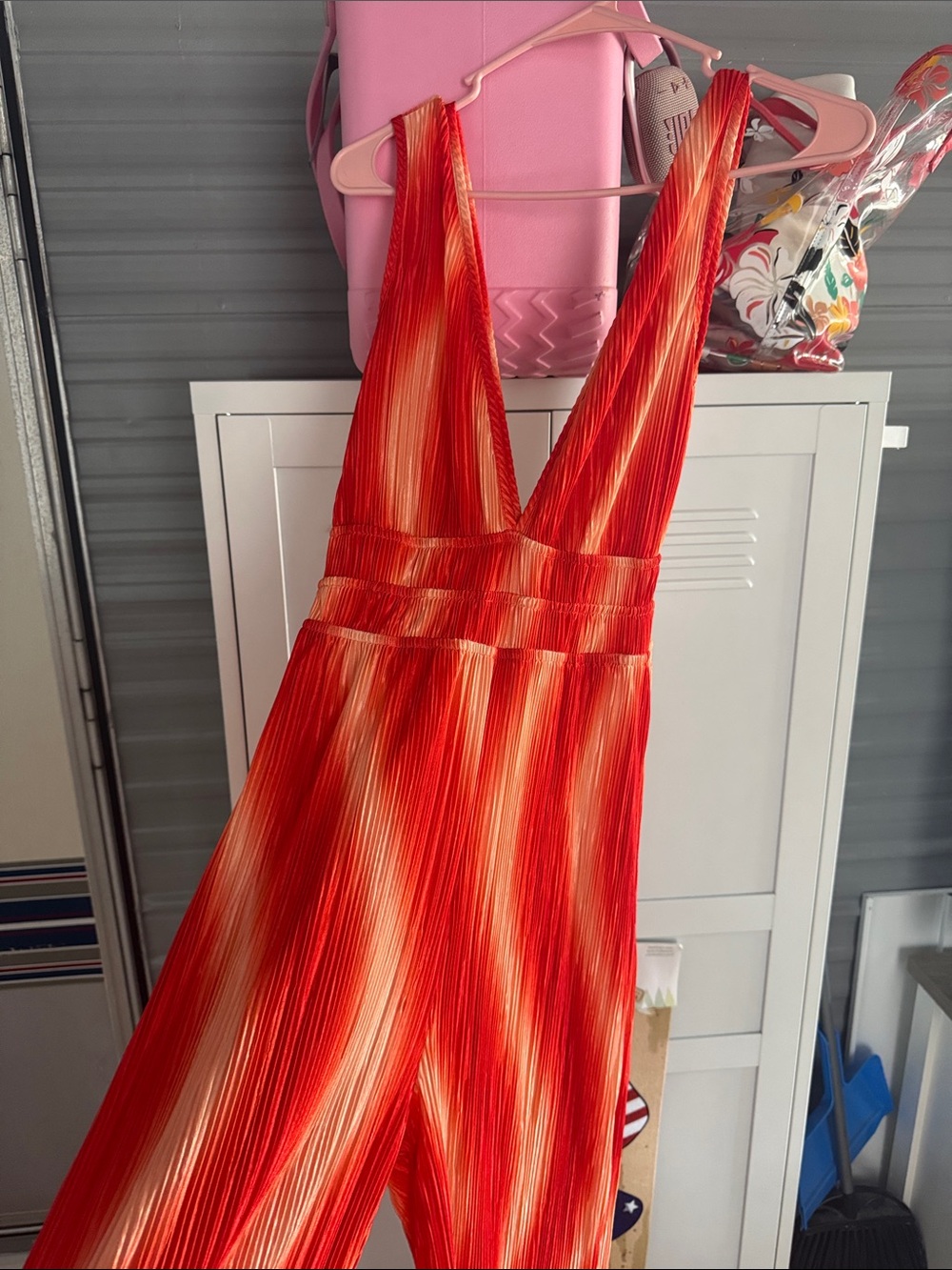 Fashion Nova Red-Orange Plunge V-Neck Bodysuit